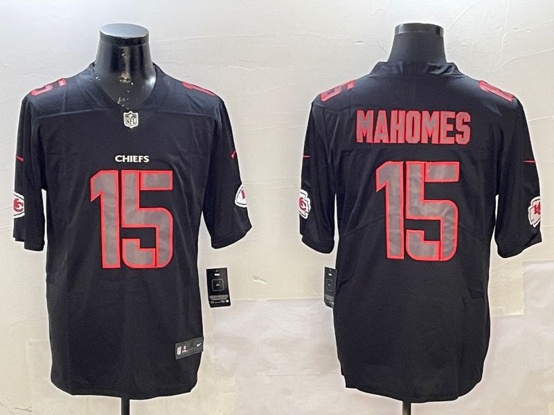 Men Kansas City Chiefs #15 Mahomes 2025 Nike Fashion Impact Black Limited NFL Jersey style 1